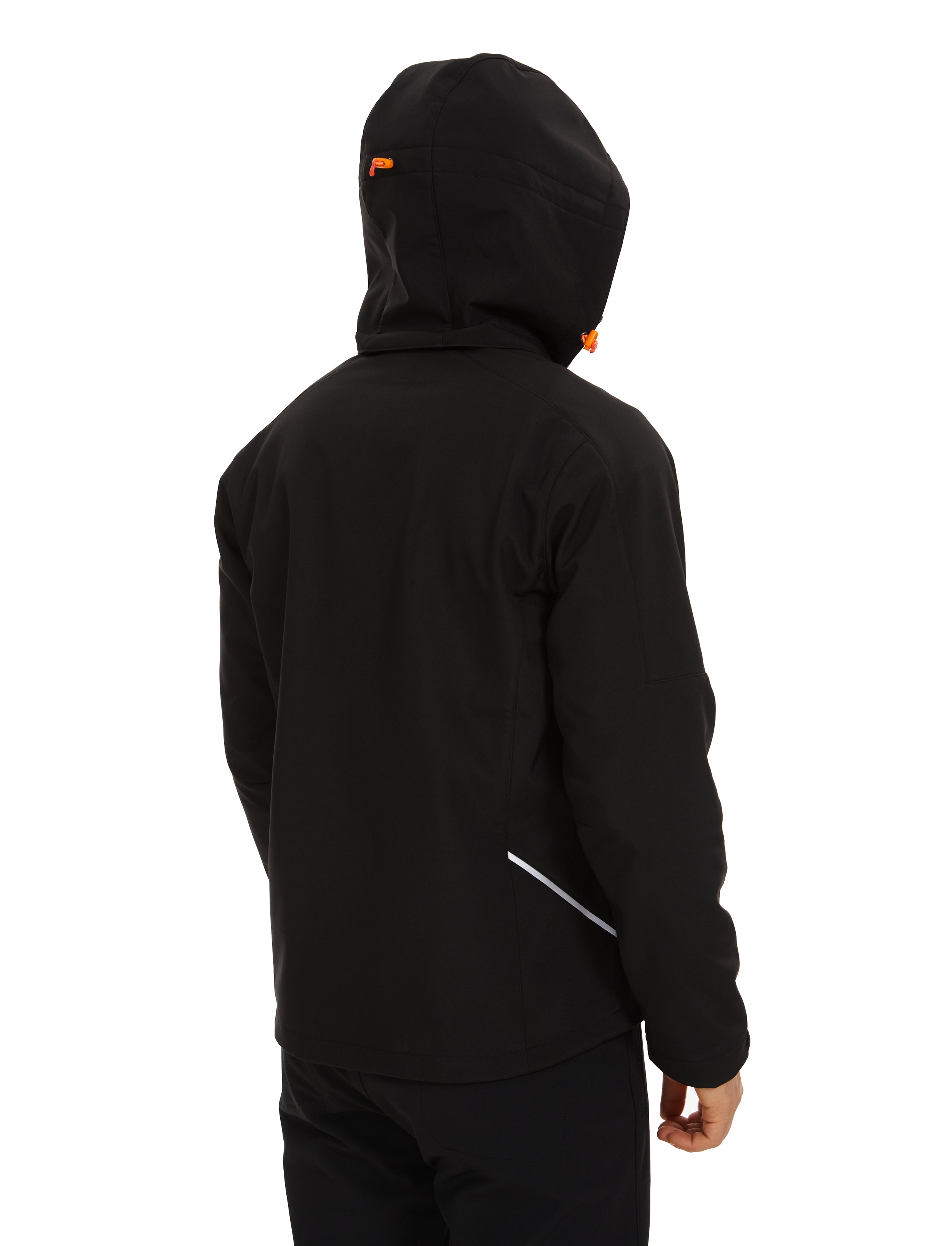 Men's Winter Jacket Softshell Fleece Lined 5 Pockets Reflective - Black