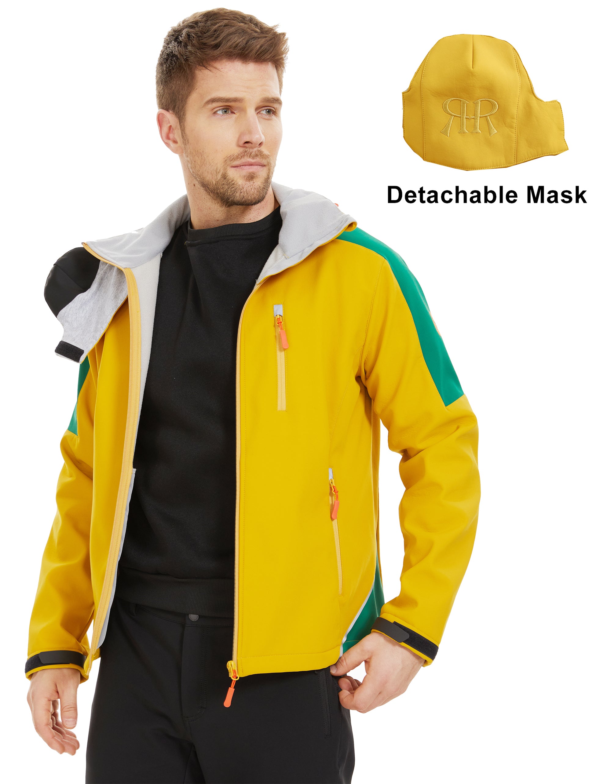 Men’s Skating Softshell Jacket Fleece Lined Windproof - Yellow