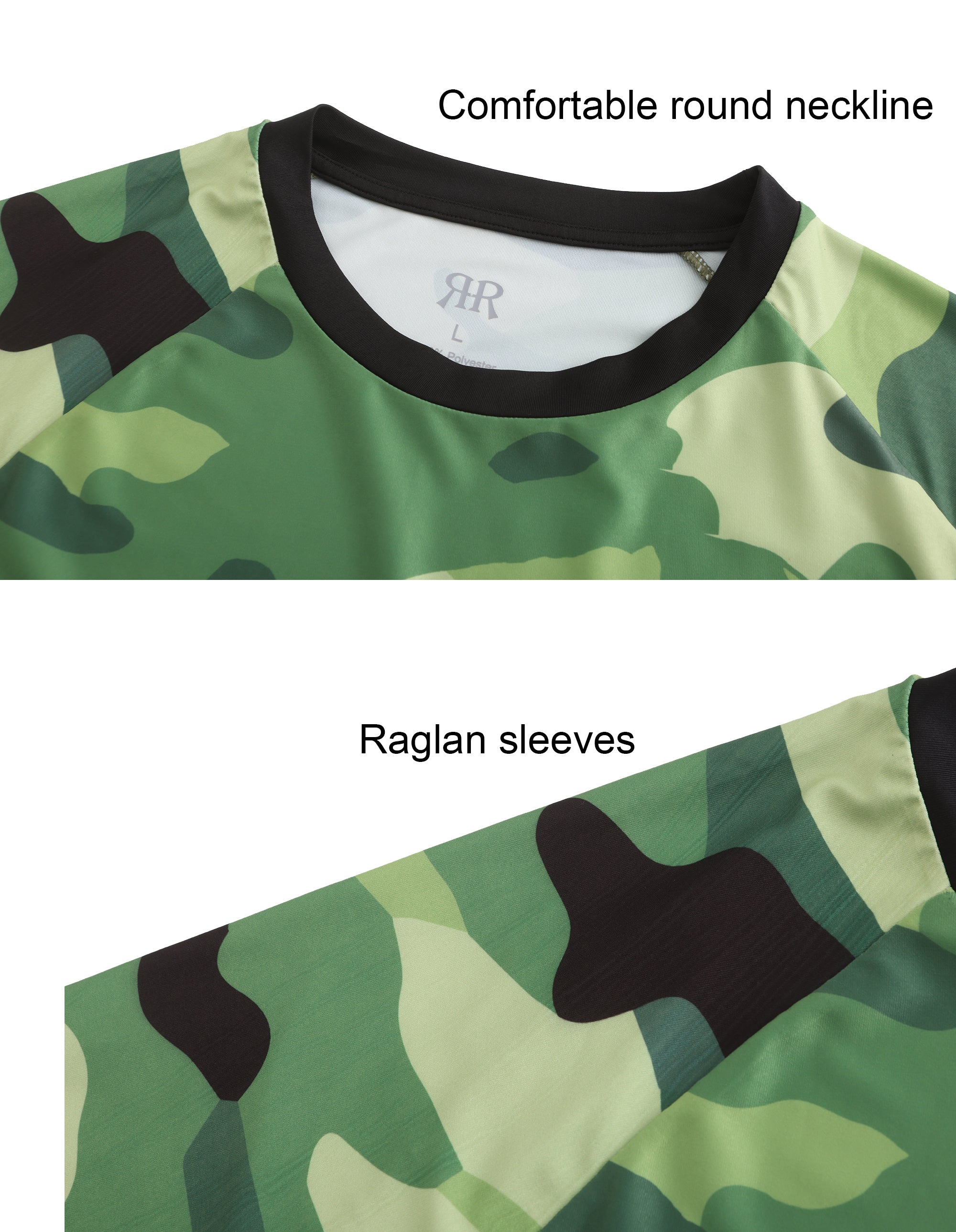 Men's Hiking Crew T-shirts - Green Camo