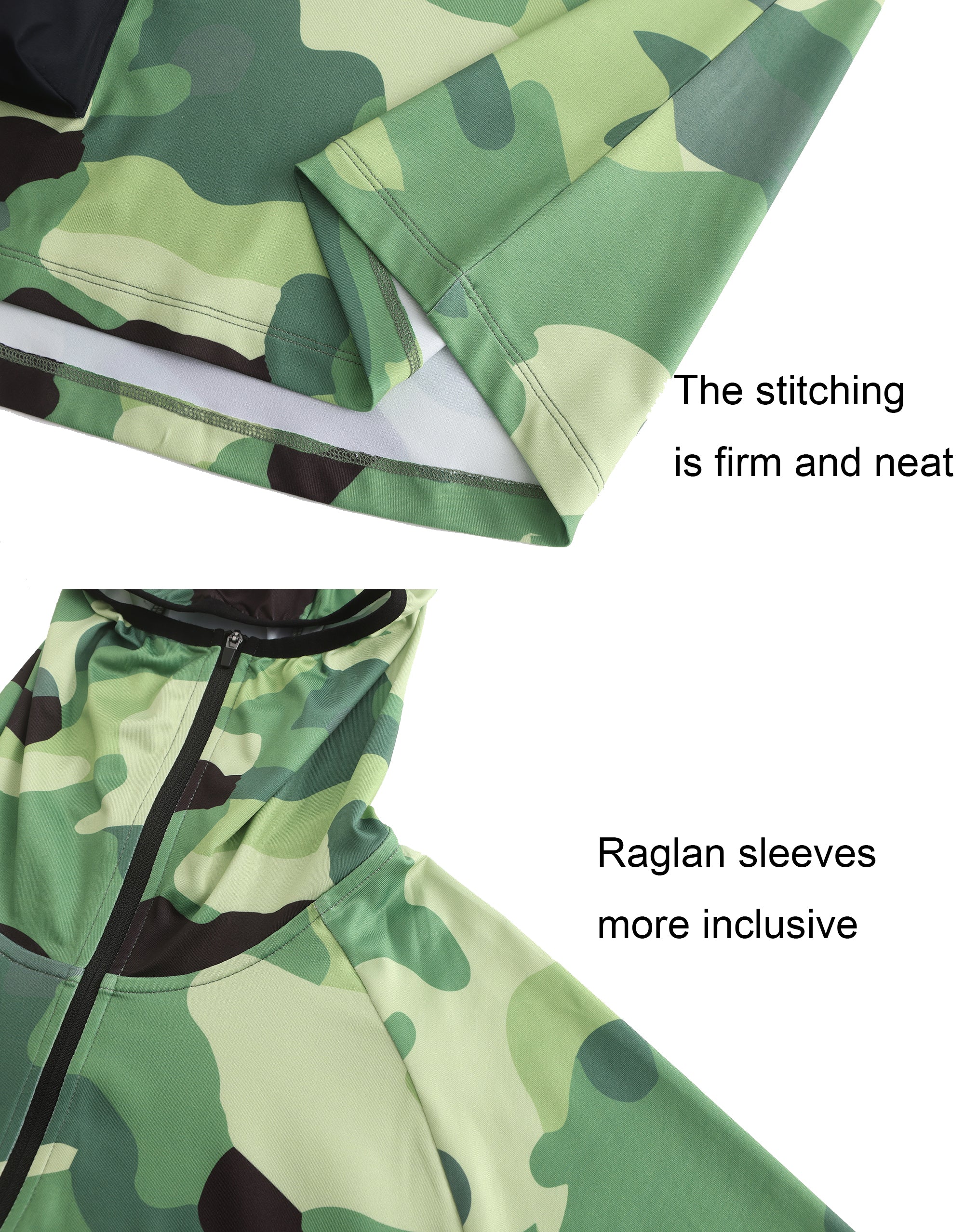 Men's Rash Guard Shirts UPF 50+ UV with Hoodie - Green Camo