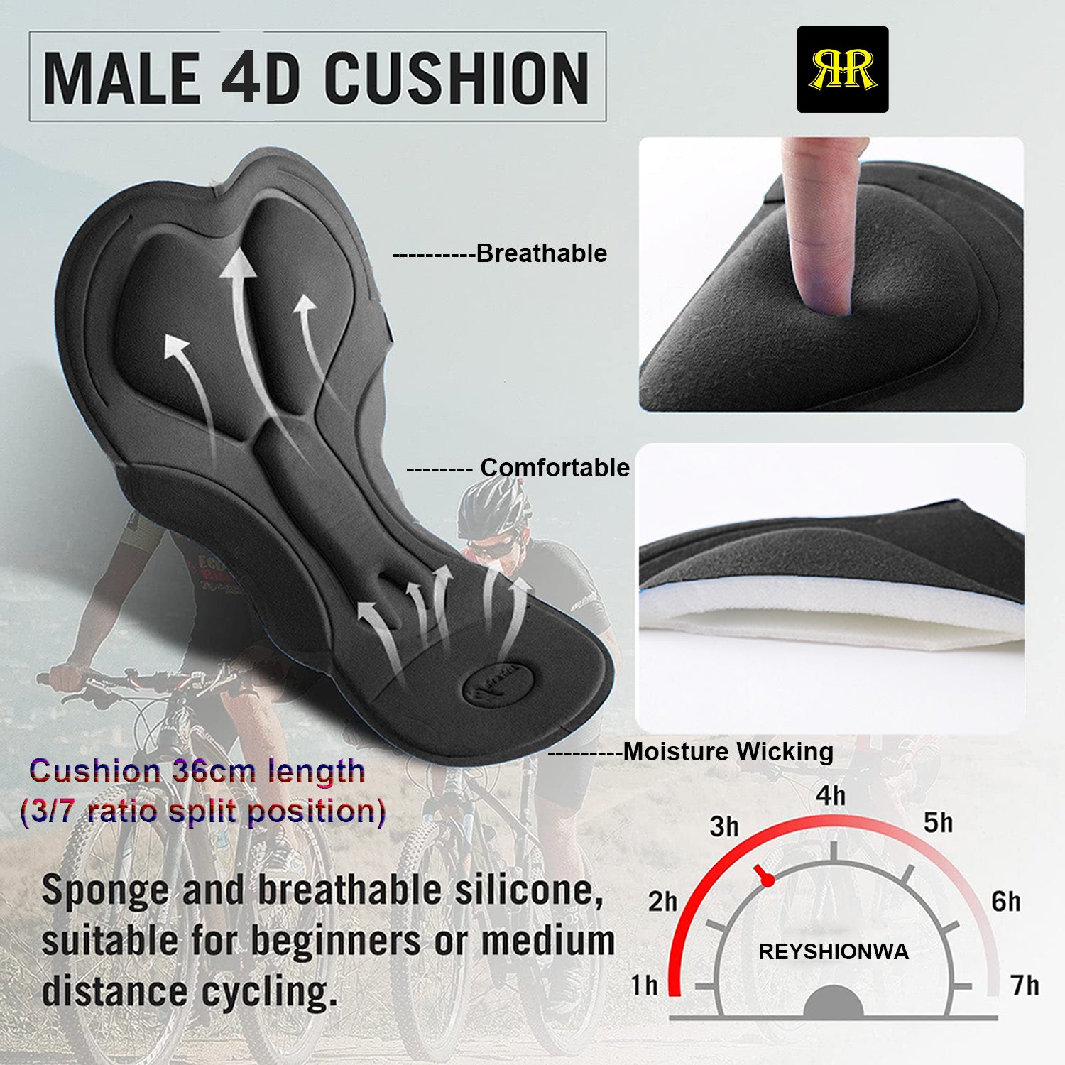 MTB Padded Cycling Shorts with Padded - Black