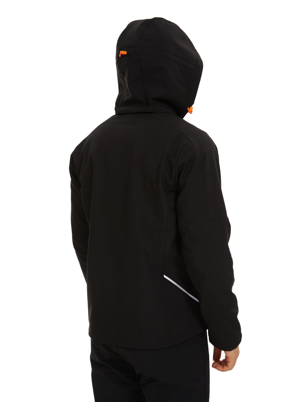 Men's Winter Jacket Softshell Fleece Lined 5 Pockets Reflective - Black