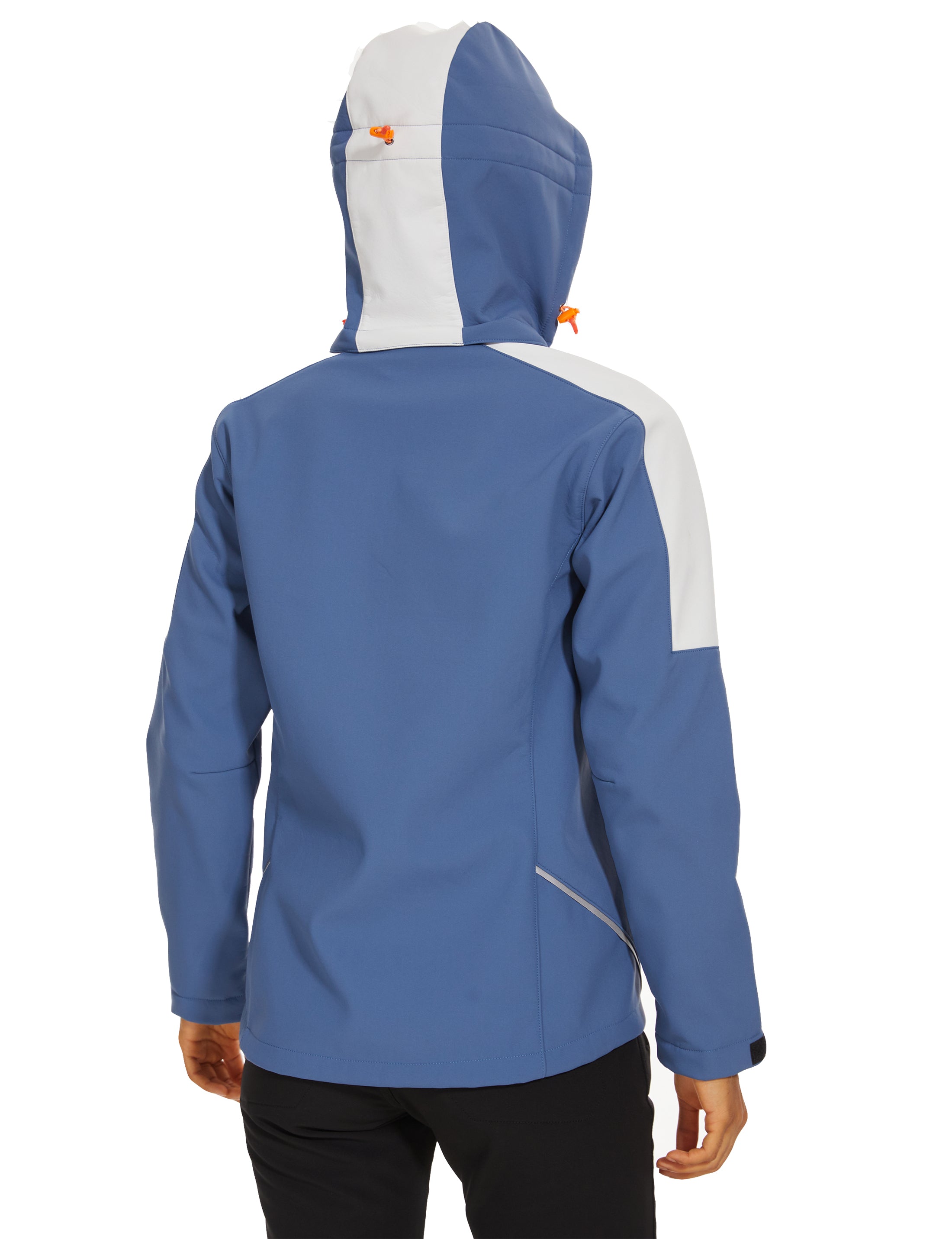 Women’s Hiking Jacket  Softshell Fleece Lined Midlayer- White Blue