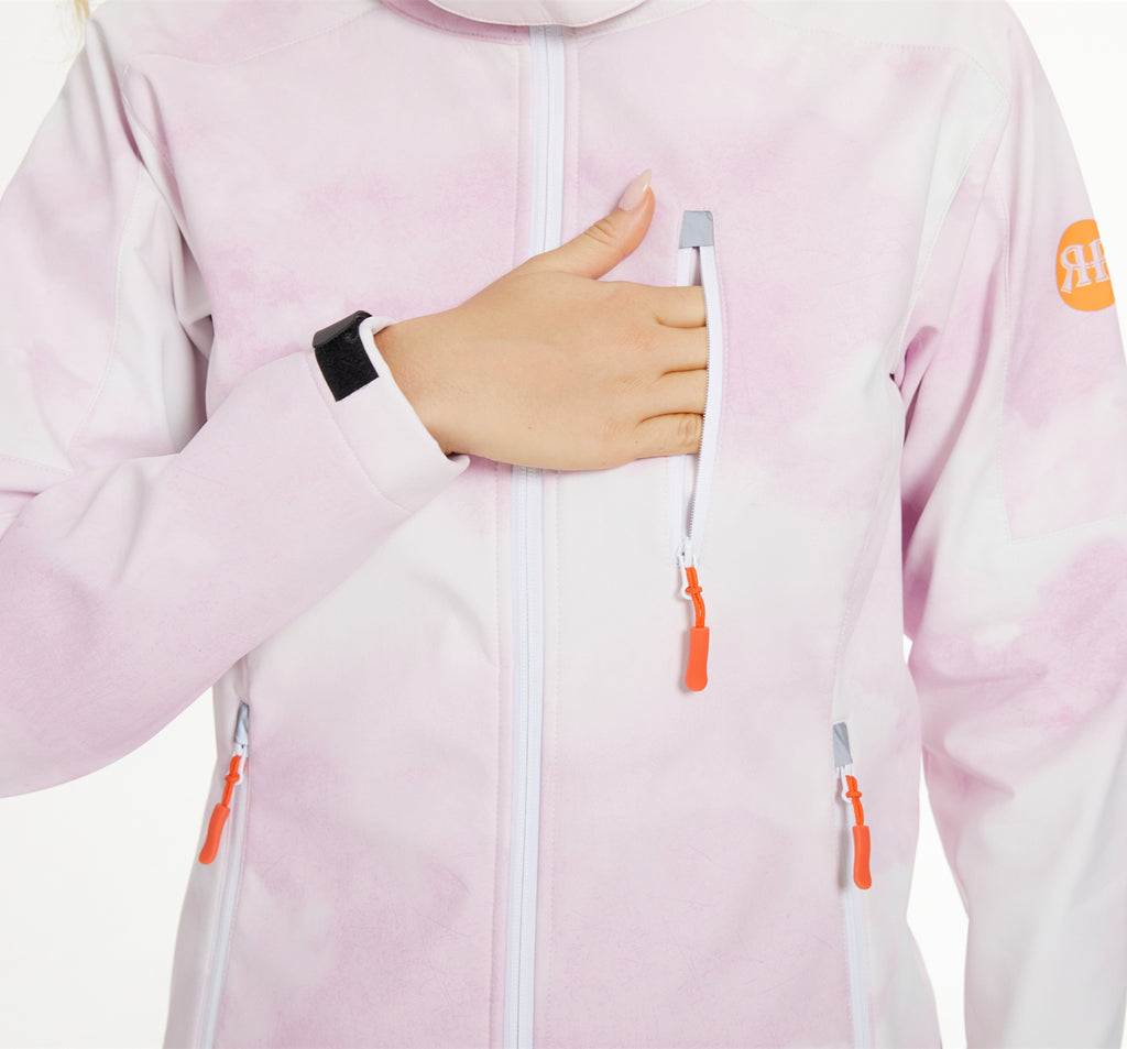 Women’s Winter Jacket Fleece Lined Skiing Windproof - White Pink