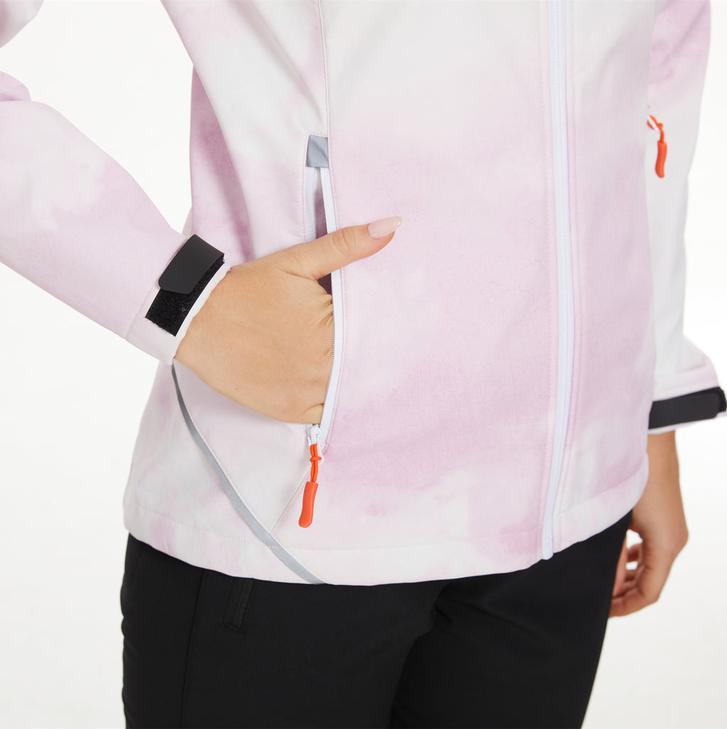 Women’s Winter Jacket Fleece Lined Skiing Windproof - White Pink