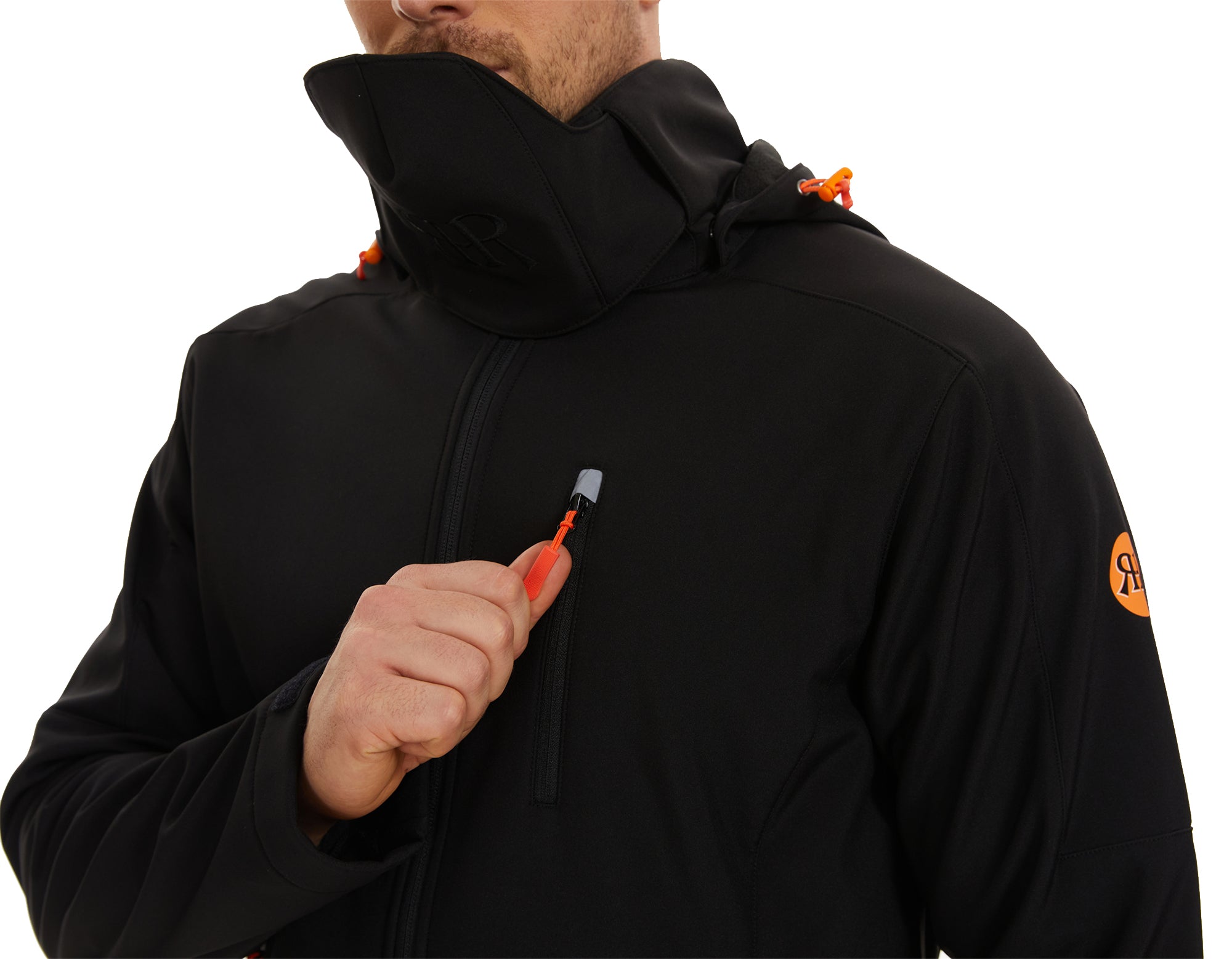 Men's Winter Jacket Softshell Fleece Lined 5 Pockets Reflective - Black