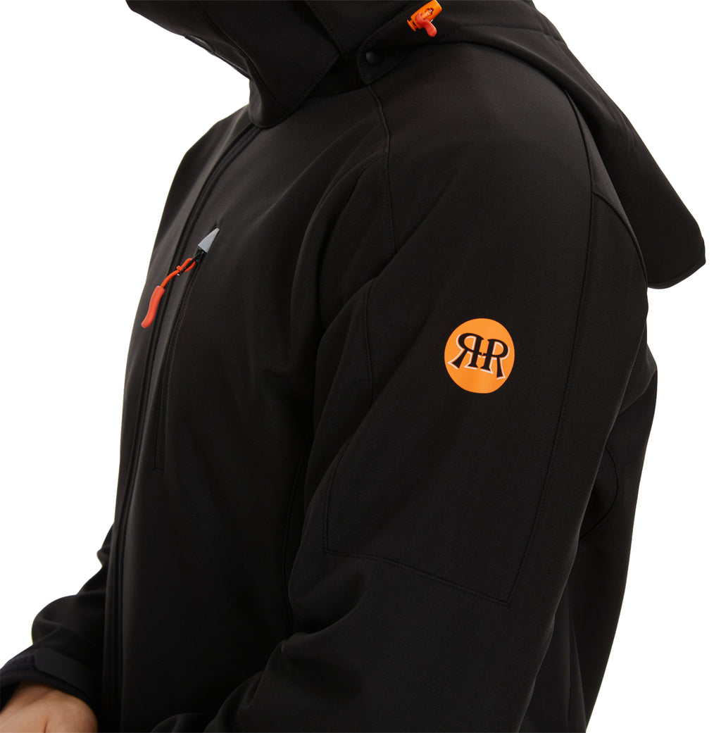 Men's Winter Jacket Softshell Fleece Lined 5 Pockets Reflective - Black