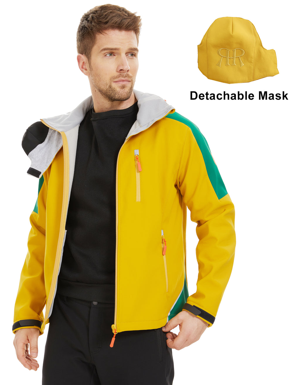 Men’s Skating Softshell Jacket Fleece Lined Windproof - Yellow