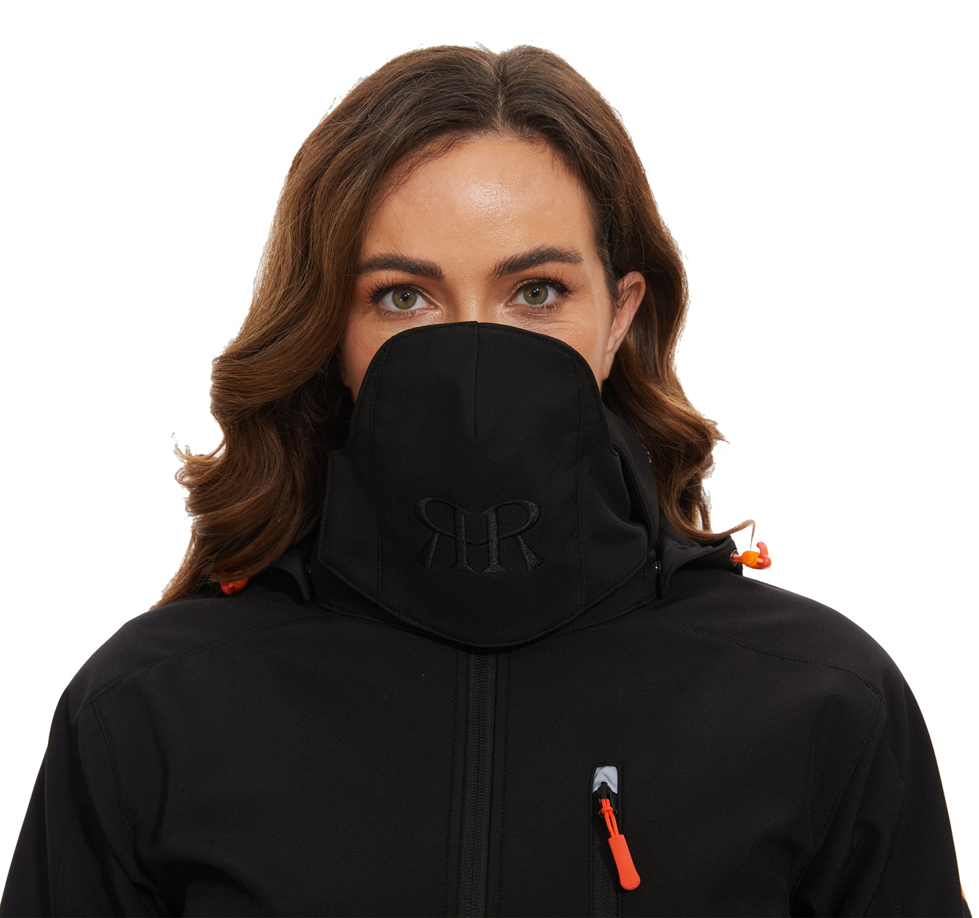 Women’s Softshell Jacket Fleece Lined 5 Pockets Reflective - Black