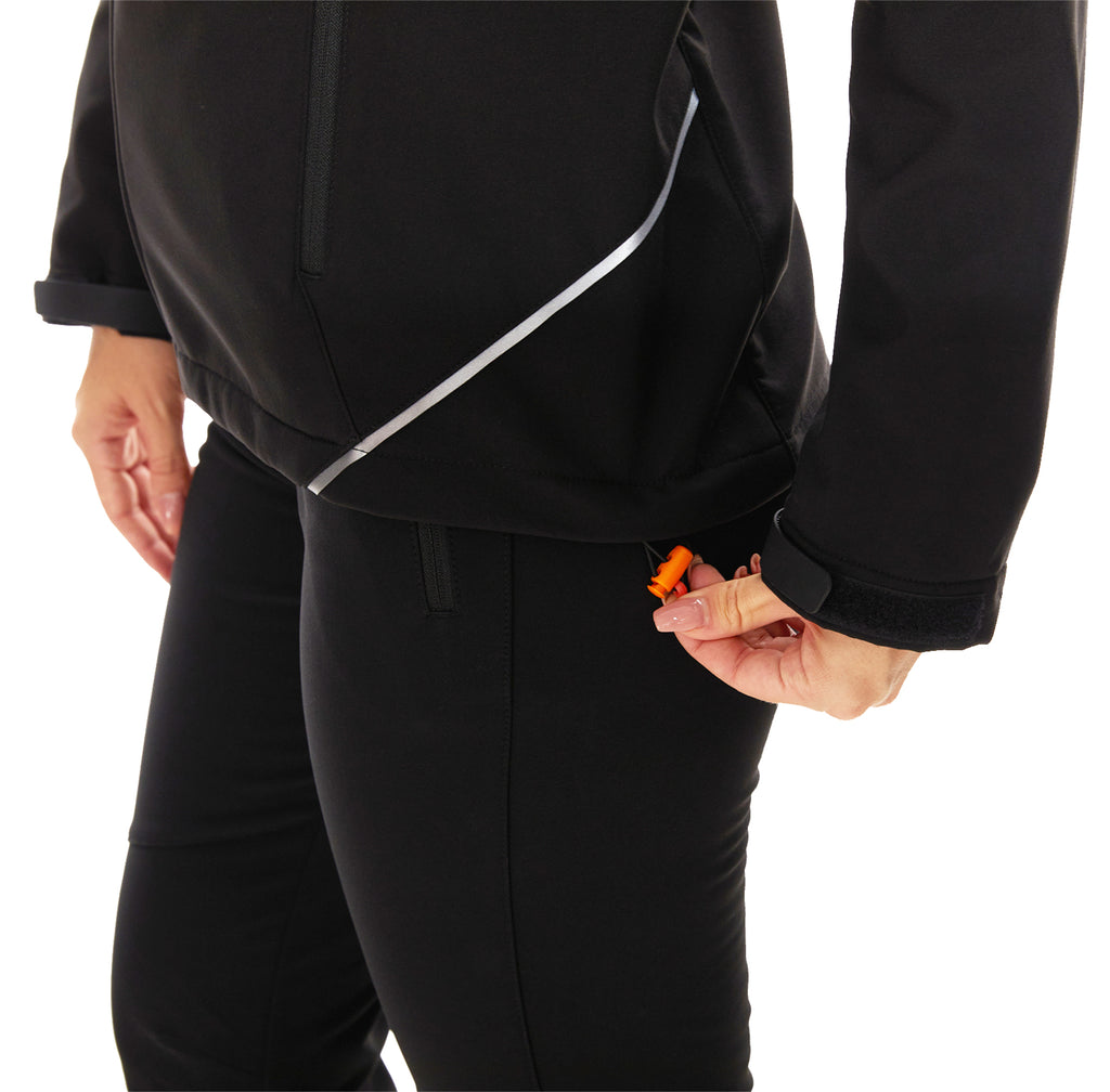 Women’s Softshell Jacket Fleece Lined 5 Pockets Reflective - Black