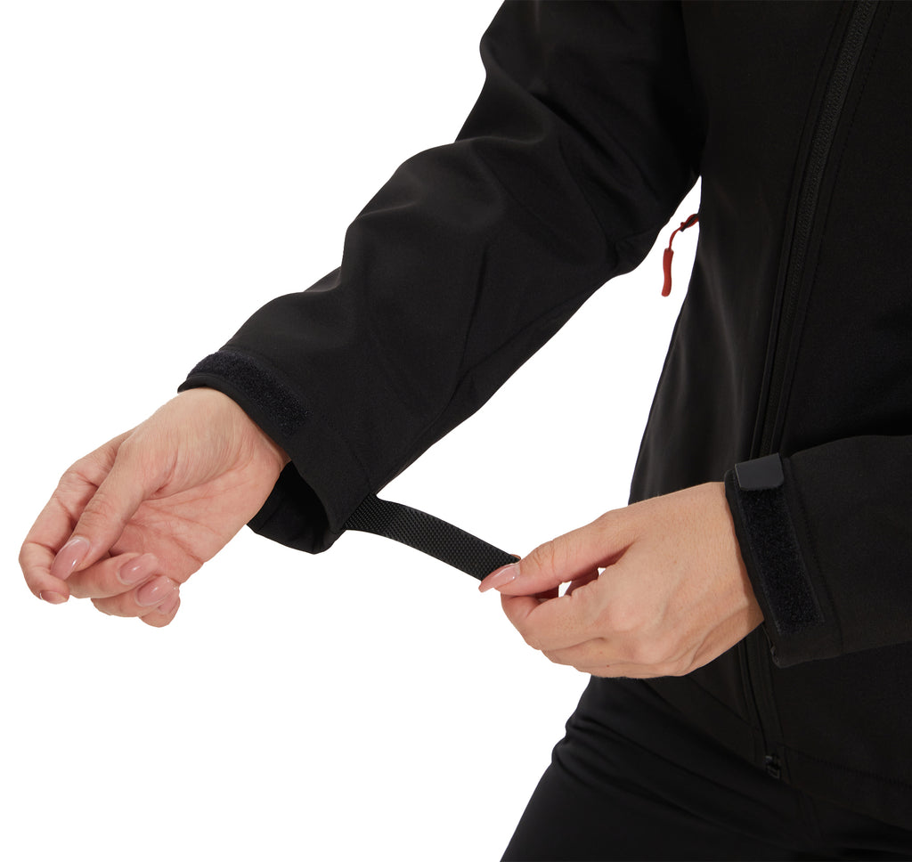 Women’s Softshell Jacket Fleece Lined 5 Pockets Reflective - Black