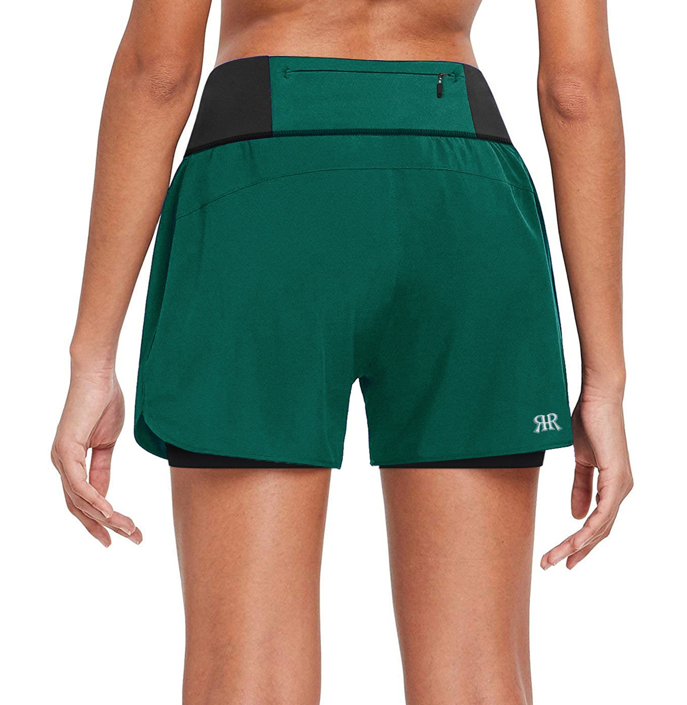 Womens Running Shorts 2 in 1 - Green