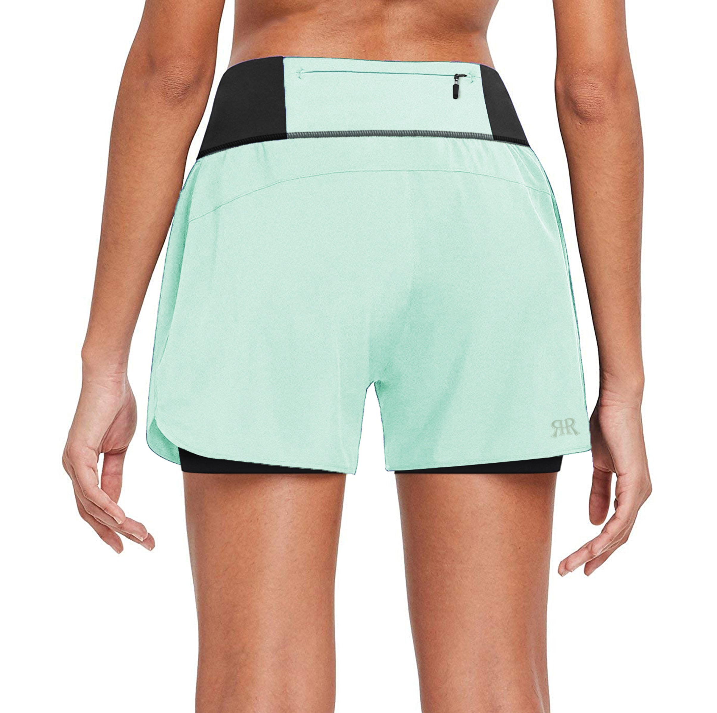 Womens Running Shorts 2 in 1 - Bleached Aqua