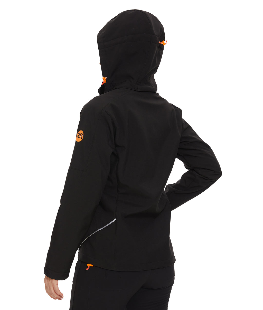Women’s Softshell Jacket Fleece Lined 5 Pockets Reflective - Black