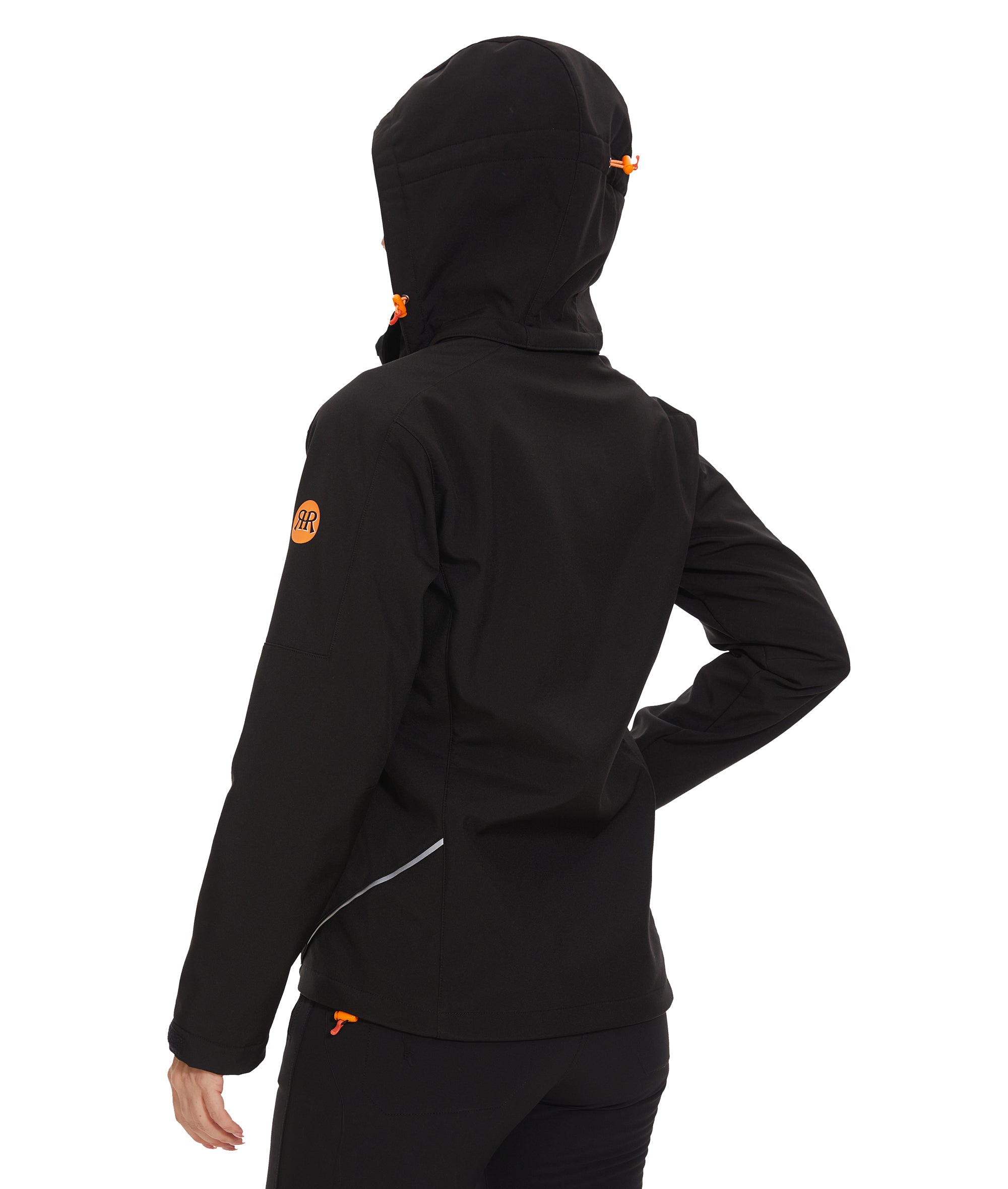 Women’s Softshell Jacket Fleece Lined 5 Pockets Reflective - Black