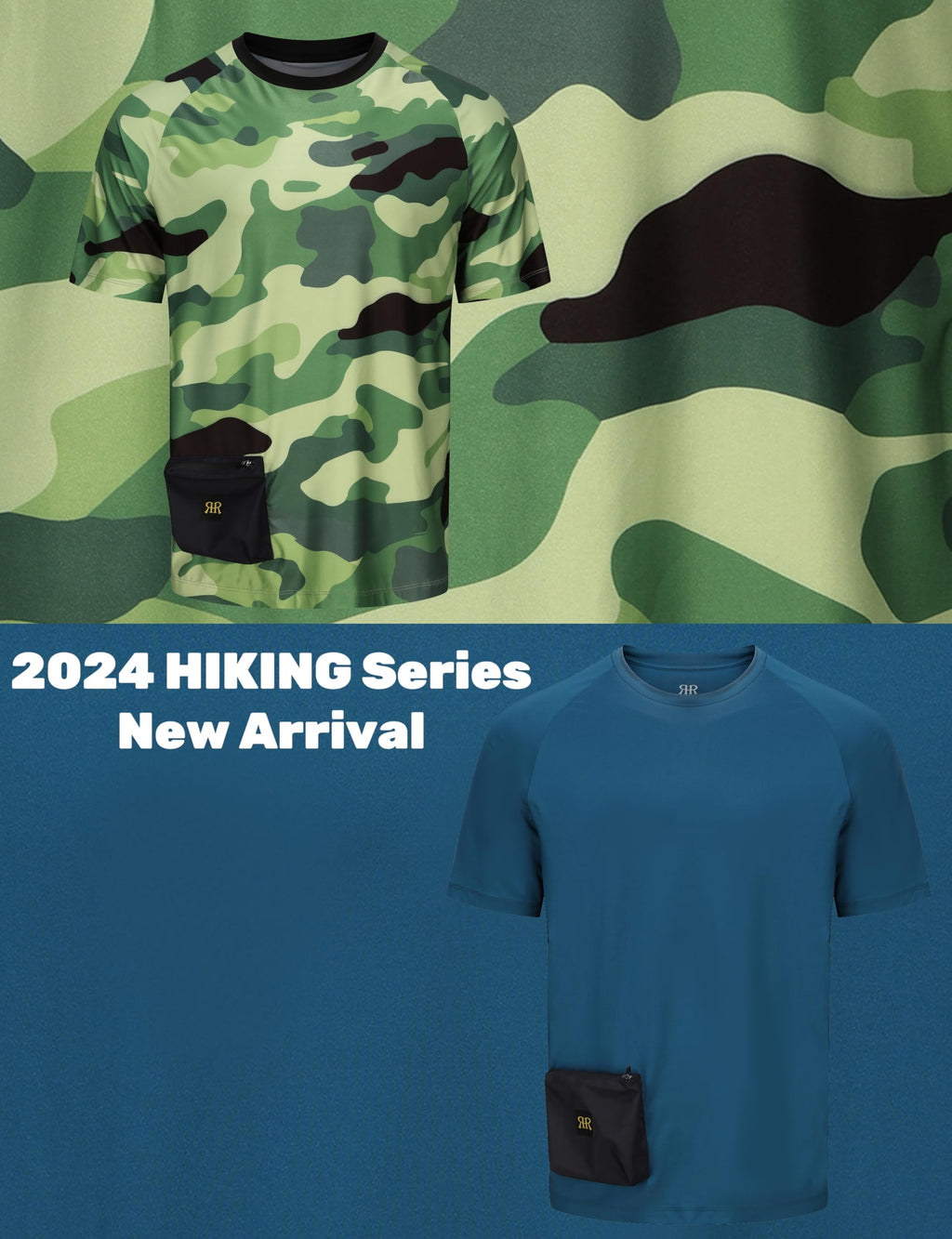 Men's Hiking Crew T-shirts - Blue