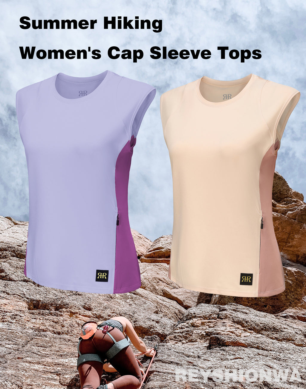 Cap Sleeve Hiking Tank Top - Purple