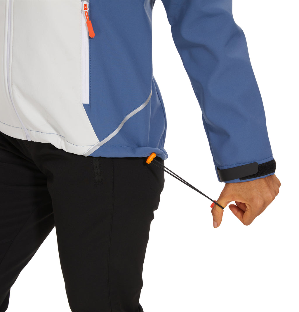 Women’s Hiking Jacket  Softshell Fleece Lined Midlayer- White Blue