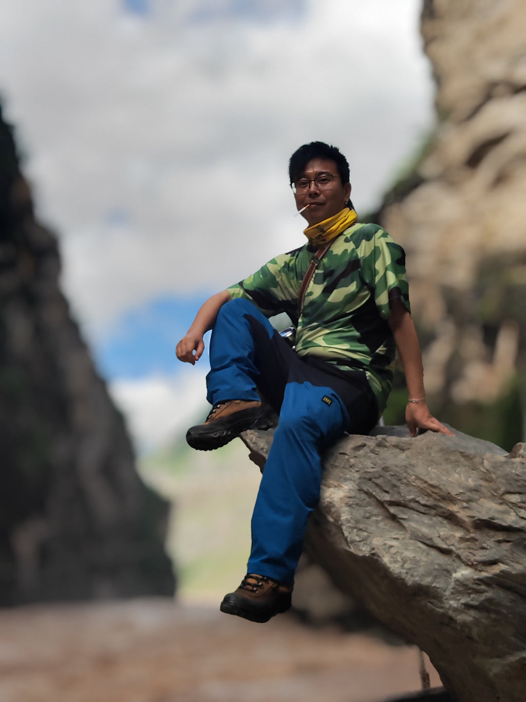 Men's Hiking Crew T-shirts - Green Camo