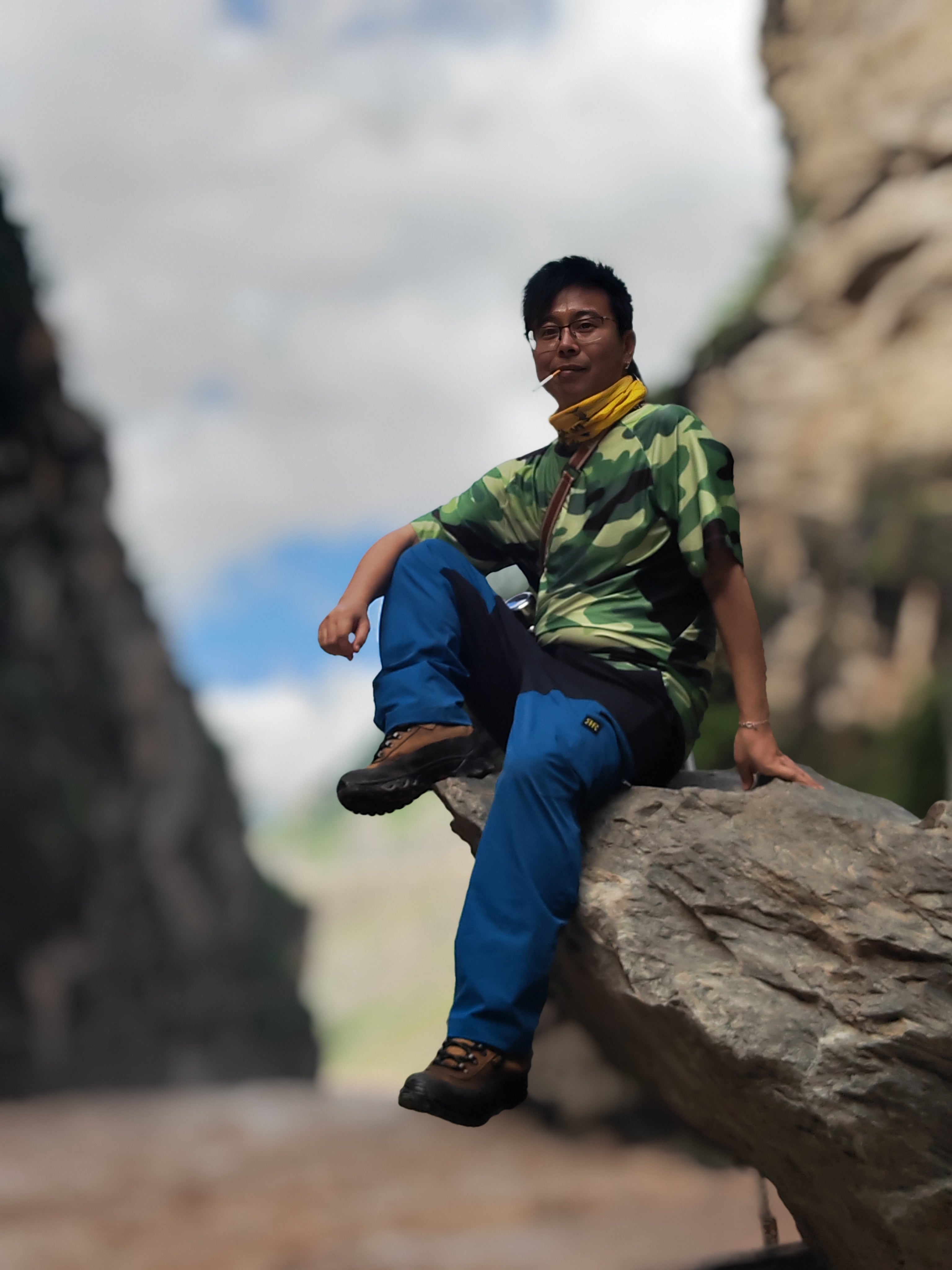 Men's Hiking Crew T-shirts - Green Camo